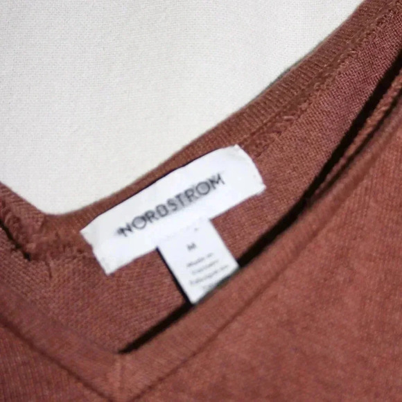 Nordstrom Medium Brown Knit V-Neck Dress Modest NWOT - Picture 4 of 15